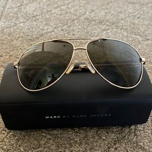 MARC BY MARC JACOBS 62mm Metal Aviator Sunglasses Gold/Green Lens